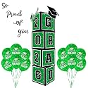 2026 Graduation Decorations Set - So Proud of You - Class of 2026 Balloon Boxes for Memorable Grad Party Supplies, Indoor/Outdoor Congrats Grad Home Door Décor Essentials（ green and black）