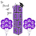 2026 Graduation Decorations Set - So Proud of You - Class of 2026 Balloon Boxes for Memorable Grad Party Supplies, Indoor/Outdoor Congrats Grad Home Door Décor Essentials（ purple and black）