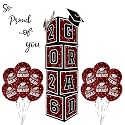2026 Graduation Decorations Set - So Proud of You - Class of 2025 Balloon Boxes for Memorable Grad Party Supplies, Indoor/Outdoor Congrats Grad Home Door Décor Essentials（ maroon and black）