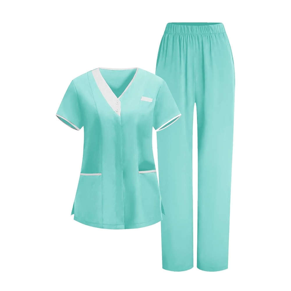 Side Button Uniform 2026 Housekeeping Uniform Cleaning Uniforms - Button V Neck Top & Pants ...