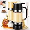 2026 New Dispensador De Leche Condensada, Glass Honey Dispenser with Stand No Drip, Maple Syrup Dispenser for Coffee and Tea Daily Use, Activities, Or Demonstrations (Black+Yellow, 300ML)