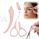 2026 NEW Eyebrow Trimmer Scissor, 2-in-1 Professional Eyebrow Scissors with Comb, Stainless Steel Precision Eyebrow Cutter Hair Removal Makeup Tool for Women and Men (Apricot color)