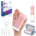 2026 New Portable Water Flosser for Teeth, 4 Modes & 4 Intensity Levels, Mini Small Design with Exquisite Travel Case, Removable Tank, IPX7 Waterproof, Cordless Dental Oral Irrigator (Pink)