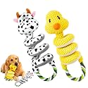 2026 New Squeaky Dog Toys, 2 Pack Plush Crinkle Dog Toys with Pull Rope