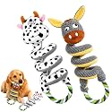 2026 New Squeaky Dog Toys, 2 Pack Plush Crinkle Dog Toys with Pull Rope