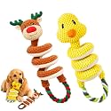 2026 New Squeaky Dog Toys, 2 Pack Plush Crinkle Dog Toys with Pull Rope