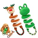 2026 New Squeaky Dog Toys, 2 Pack Plush Crinkle Dog Toys with Pull Rope