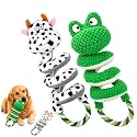 2026 New Squeaky Dog Toys, 2 Pack Plush Crinkle Dog Toys with Pull Rope