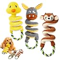 2026 New Squeaky Dog Toys, 2 Pack Plush Crinkle Dog Toys with Pull Rope