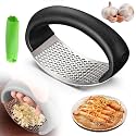 2026 New Stainless Steel Garlic Press Rocker,Portable Manual Garlic Press Rocker, Crusher Masher with Garlic Peeling Drum for Home Kitchen Utensils Garlic Crusher. (1)