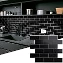 2026 New Upgrade Peel and Stick Backsplash Tile, Peel and Stick 11.34" X 11.57" Wall Tile for Kitchen, Bathroom, Fireplace, Laundry (Black, 20 Packs)