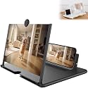 2026 New Version Big Screen Phone Magnifier, Upgrade 3D HD Mobilephone Magnifier Screen for Movies Videos Gaming, Foldable Phone Holder with Screen Amplifier Supports All Smartphones (Black, 12 Inch)