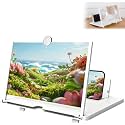 2026 New Version Big Screen Phone Magnifier, Upgrade 3D HD Mobilephone Magnifier Screen for Movies Videos Gaming, Foldable Phone Holder with Screen Amplifier Supports All Smartphones (White, 10 inch)