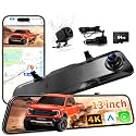 2026 Ultrawide 13’’ 4K Rear View Mirror Camera with Carplay&Android Auto