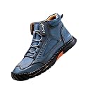 Men’s Wide Toe Handmade Leather Boots, Arch Support Waterproof Non Slip Boots, Light Breathable Footwear for Work Hiking Daily Use