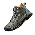 Men’s Wide Toe Handmade Leather Boots, Arch Support Waterproof Non Slip Boots, Light Breathable Footwear for Work Hiking Daily Use