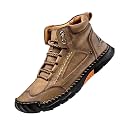 Men’s Wide Toe Handmade Leather Boots, Arch Support Waterproof Non Slip Boots, Light Breathable Footwear for Work Hiking Daily Use
