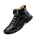 Men’s Wide Toe Handmade Leather Boots, Arch Support Waterproof Non Slip Boots, Light Breathable Footwear for Work Hiking Daily Use