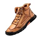 Men’s Wide Toe Handmade Leather Boots, Arch Support Waterproof Non Slip Boots, Light Breathable Footwear for Work Hiking Daily Use