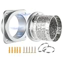 2026 Upgrade Stainless Steel Magnetic Dryer Vent Connector Kit - Self-Aligning &amp; Fire-Resistant Dryer Vent Coupling for Quick Connect/Disconnect, Includes 4”x2.6ft Duct &amp; Clamps Silver