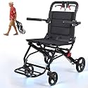 2026 Upgraded Wide Seat Transport Wheelchair, 18.1" Lightweight Foldable Travel Wheelchair for Seniors, Portable All-Terrain Transport Chair with Brake, Seat Belt, 300 lbs Capacity