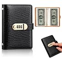 2027 Upgrade 100 Envelope Savings Challenge Book with Password Lock,Vintage Lockable Cash & Banknote Organizer for Budgeting,Travel & Gifts.（Black）