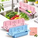 2027 Upgraded Foldable Sink Splash Guard and Organizer, Sink SplashGuard with Suction Cups, Kitchen Foldable Splash Guard for Faucet & Sink Edge, Keeps Sinks Dry, Easy to Clean