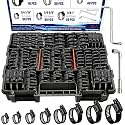 202PCS Stainless Steel Hose Clamps Assortment Kit,Metal Adjustable 1/4"-2"(6-51mm) Worm Gear Hose Clamp Heavy Duty Small Hose Clamps for Automotive,Radiator Pipe,Plumbing,Fuel Line