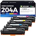 204A Toner Cartridge Set 4-Pack High Yield Replacement for HP 204A 204X CF510A CF511A CF512A CF513A Compatible with HP Color LaserJet Pro MFP M180fw M181fw M180n M180nw M154a M154nw Printer Ink Black