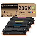 206X Toner Cartridge 4-Pack set Compatible for HP 206A 206X Pro MFP M283cdw