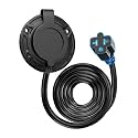 20A 125V AC Port Plug,12AWG Heavy-Duty RV Shore Power Inlet Plug with 5-in-1 T-Blade Adapter & 12ft Extension Cord,Waterproof AC Power Inlet Socket Outlet Box Integrated Outdoor Electrical Receptacle