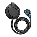 20A 125V AC Port Plug,12AWG Heavy-Duty RV Shore Power Inlet Plug with 5-in-1 T-Blade Adapter & 6ft Extension Cord,Waterproof AC Power Inlet Socket Outlet Box Integrated Outdoor Electrical Receptacle