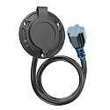 20A 125V AC Port Plug,12AWG Heavy-Duty RV Shore Power Inlet Plug with 5-in-1 T-Blade Adapter & 16'' Extension Cord,Waterproof AC Power Inlet Socket Outlet Box Integrated Outdoor Electrical Receptacle