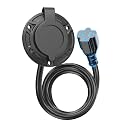 20A 125V AC Port Plug,12AWG Heavy-Duty RV Shore Power Inlet Plug with 5-in-1 T-Blade Adapter & 3FT Extension Cord,Waterproof AC Power Inlet Socket Outlet Box Integrated Outdoor Electrical Receptacle