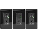 20A Black GFCI Outlet, TR & WR Ground Fault Protector with LED Indicator, Tamper & Weather Resistant GFI Electrical Receptacle, ETL Listed, Wallplate Included, 3 Pack