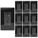 20A Black GFCI Outlet, TR &amp; WR Ground Fault Protector with LED Indicator, Tamper &amp; Weather Resistant GFI Electrical Receptacle, ETL Listed, Wallplate Included, 10 Pack