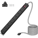 20Amp Power Strip Heavy Duty, Long Metal 8-Outlets, Black, 15FT 1200J