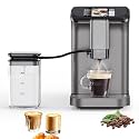 20Bar Automatic Espresso Machine with Grinder and Milk Frother,Compact Coffee Maker Machine for Home and Office,One-Touch Recipes,Dual Boiler and Auto Cleaning