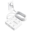 20FT Power Strip, AOFO Flat Plug Extension Cord with Multiple Outlets,White
