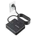 20FT Power Strip,AOFO Flat Plug Extension Cord with Multiple Outlets,Black
