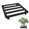 20IN Plant Caddy with Wheels Heavy Duty ,Rounded-Square Metal Rolling Plant Stand Lockable Casters, Rust-Proof Plant Dolly Indoor Outdoor Use for Large Planters