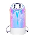 20L PVC Holographic Waterproof Dry Bag, Double Shoulder Strap Beach Swimming Backpack, Crossbody Waterproof Bucket Bag for Kayaking, Boating, and Outdoor Sports (20L)