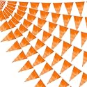 20M/64FT Macaroon Orange Triangle Pennant Banner Flag Metallic Fabric Bunting Garland for Christmas Graduation Anniversary Birthday Engagement Wedding Anniversary Casino Party Decorations Supplies