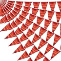 20M/65FT Red Triangle Pennant Banner Flag Metallic Fabric Bunting Garland for Christmas Graduation Wedding Engagement Anniversary Bachelorette Birthday Bridal Shower Valentines Hen Party Supplies