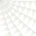 20M/65FT White Triangle Pennant Banner Flag Metallic Fabric Bunting Garland for Christmas Graduation Wedding Engagement Anniversary Bachelorette Birthday Bridal Shower Valentines Hen Party Supplies