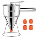 20oz Pancake Batter Dispenser, Multi-Caliber Stainless Steel Funnel Cake Dispenser with Stand Great for Pancakes, Cupcakes or Any Baked Goods