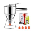 20oz Pancake Batter Dispenser, Stainless Steel 4 Caliber Funnel Cake Dispenser with Stand Great for Pancakes, Cupcakes and Baked Goods