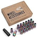 20pc Extended Tuner Race Lug Nuts - 12x1.25 Thread Size - Open End - Cone Conical Taper Acorn Seat (60 degree) - 2" Length - Neochrome Neochro Neo-Chrome - for Nissan Infiniti Subaru + More