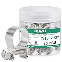 OURU 20PCS 1/4" Fuel Line Clamp, Adjustable 7/16"-1/2" (11-13mm)