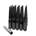 20PCS 14x2 Spike Lug Nuts with 1 Socket Key, Hunting Horse 6 Inch Length Cone/Conical Bulge Seat, Closed End M14X2 Lug Nuts, Black